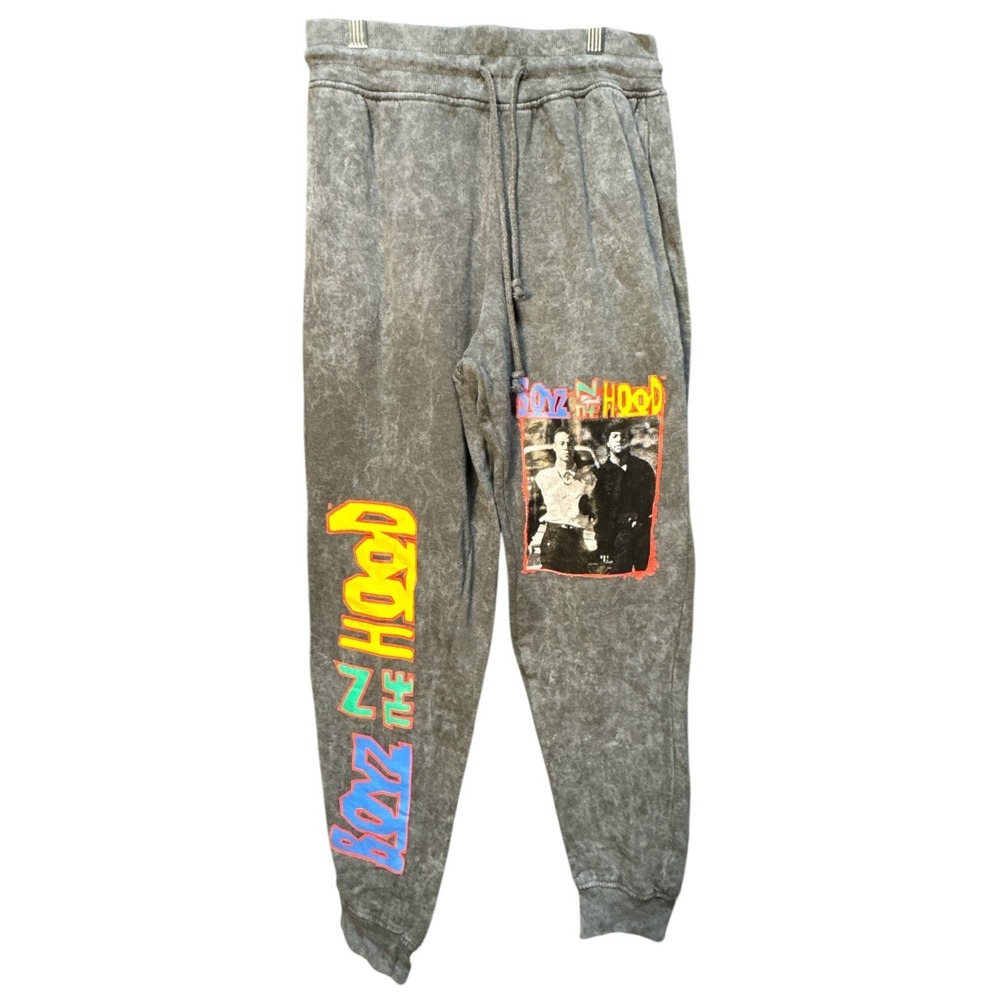 Boyz N The Hood Men's Jogger Sweatpants Gray Fleece Graphic Elastic Waist Size S
